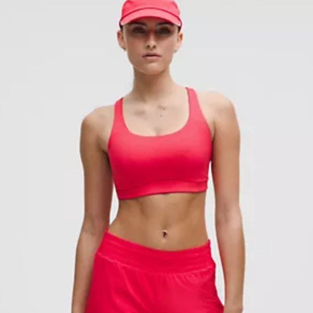lululemon Energy Bra Medium Support, B-D Cups Evolve Size M, EUC, red glow